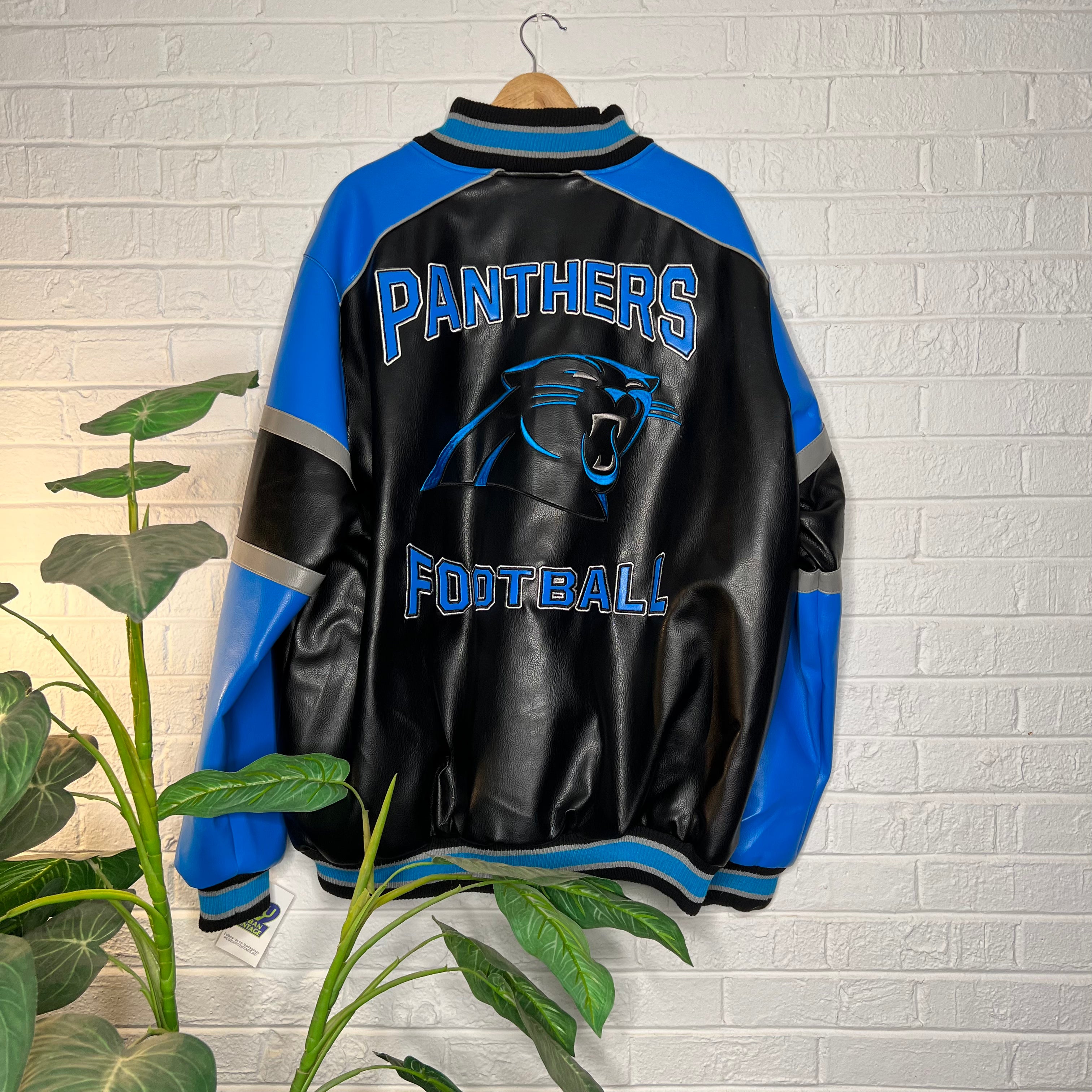 Maker of Jacket NFL Carolina Panthers Blue and Black Varsity